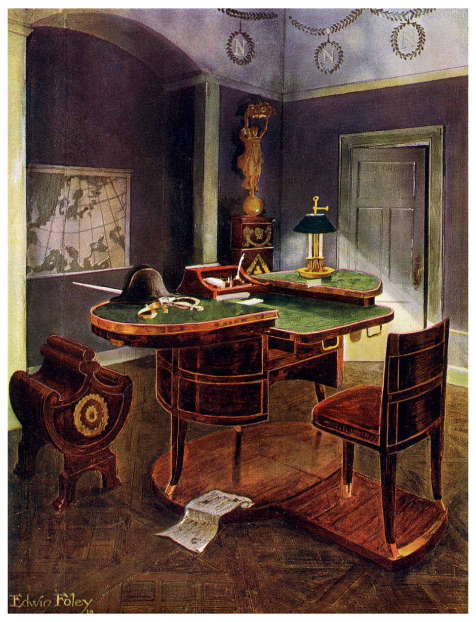 Biurko kampanii Napoleona I, Chateau de la Malmaison, Francja, 1911-1912. autorstwa Edwin Foley