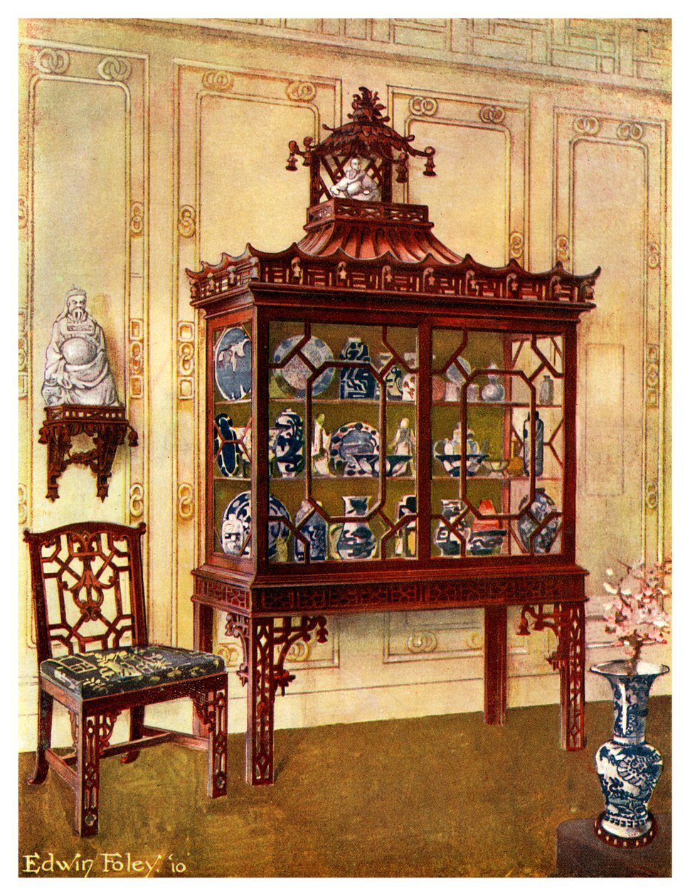 Rzeźbiona porcelana w stylu Chippendales, 1911-1912. autorstwa Edwin Foley