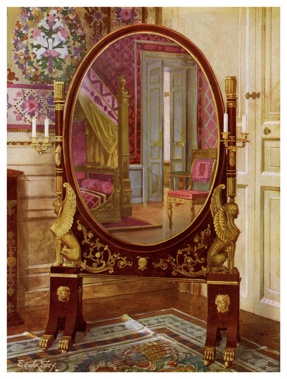 Owalne lustro i łóżko Napoleona I, 1911-1912. autorstwa Edwin Foley
