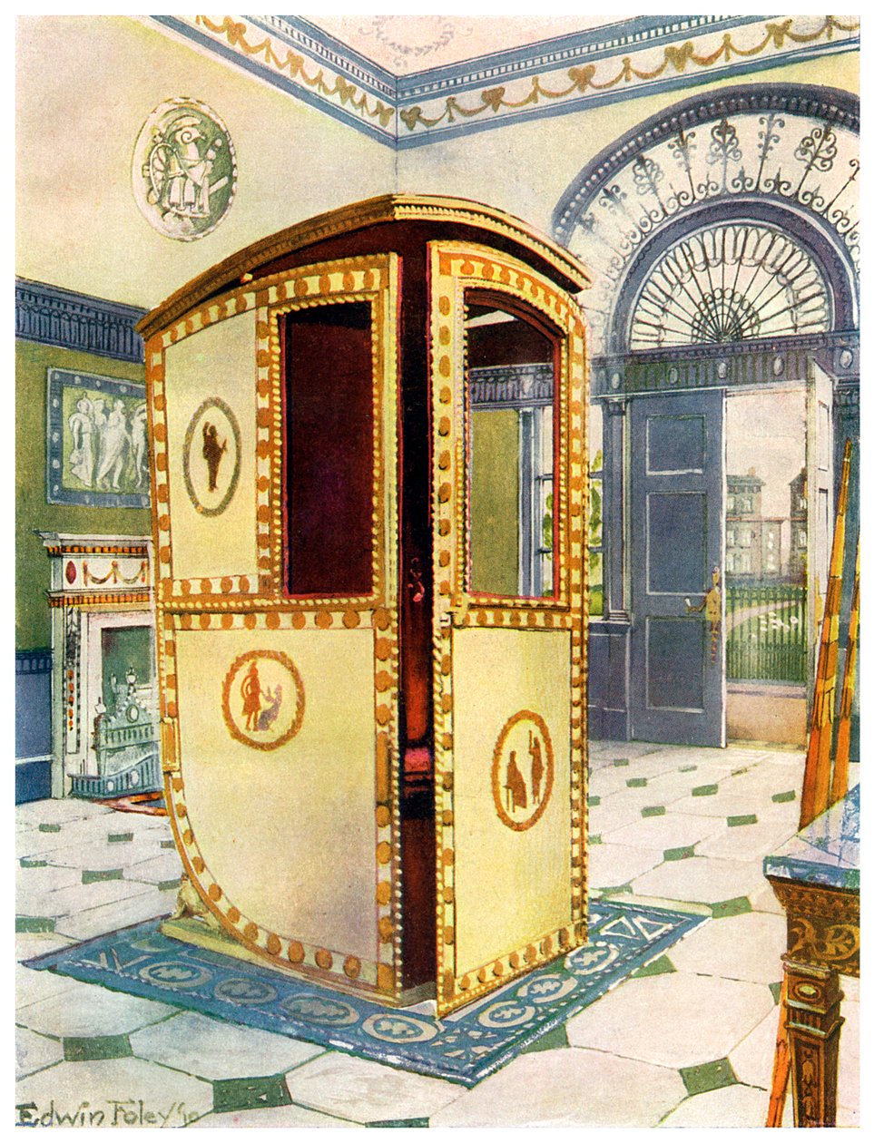 Malowana i lakierowana lektyka z kopulastym blatem, 1911-1912. autorstwa Edwin Foley