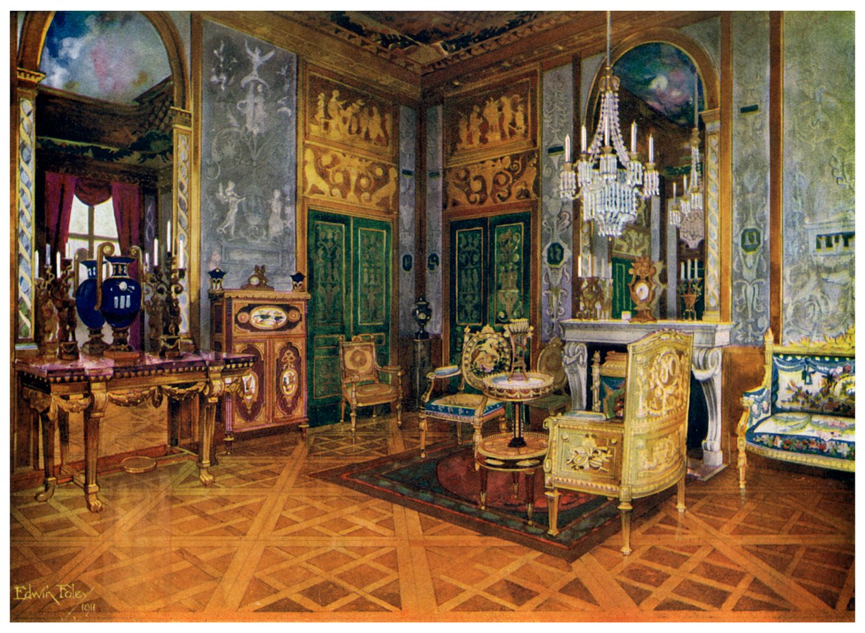 Sala Muzyczna Marii Antoniny, Sypialnia, Pałac Fontainebleau, Francja, 1911-1912. autorstwa Edwin Foley