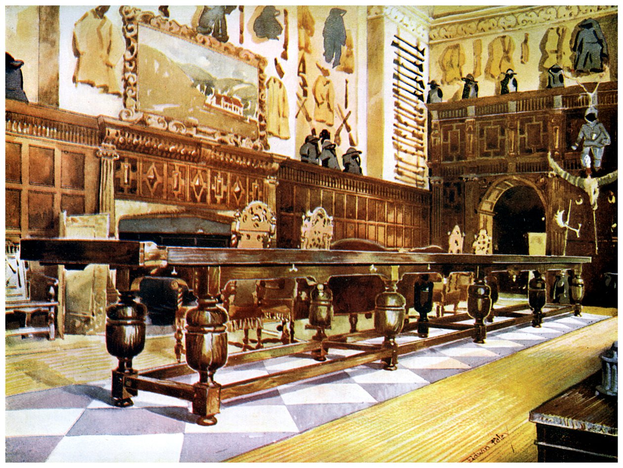 Stół łopatkowy w holu Littlecote, 1910. autorstwa Edwin Foley