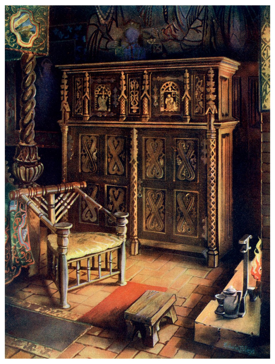 Sala Królów Oxburgh Hall, Norfolk, 1910. autorstwa Edwin Foley