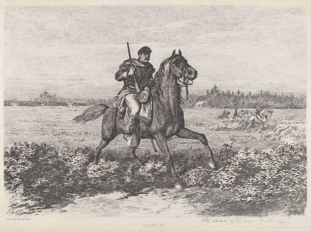 Natarcie kawalerii autorstwa Edwin Forbes