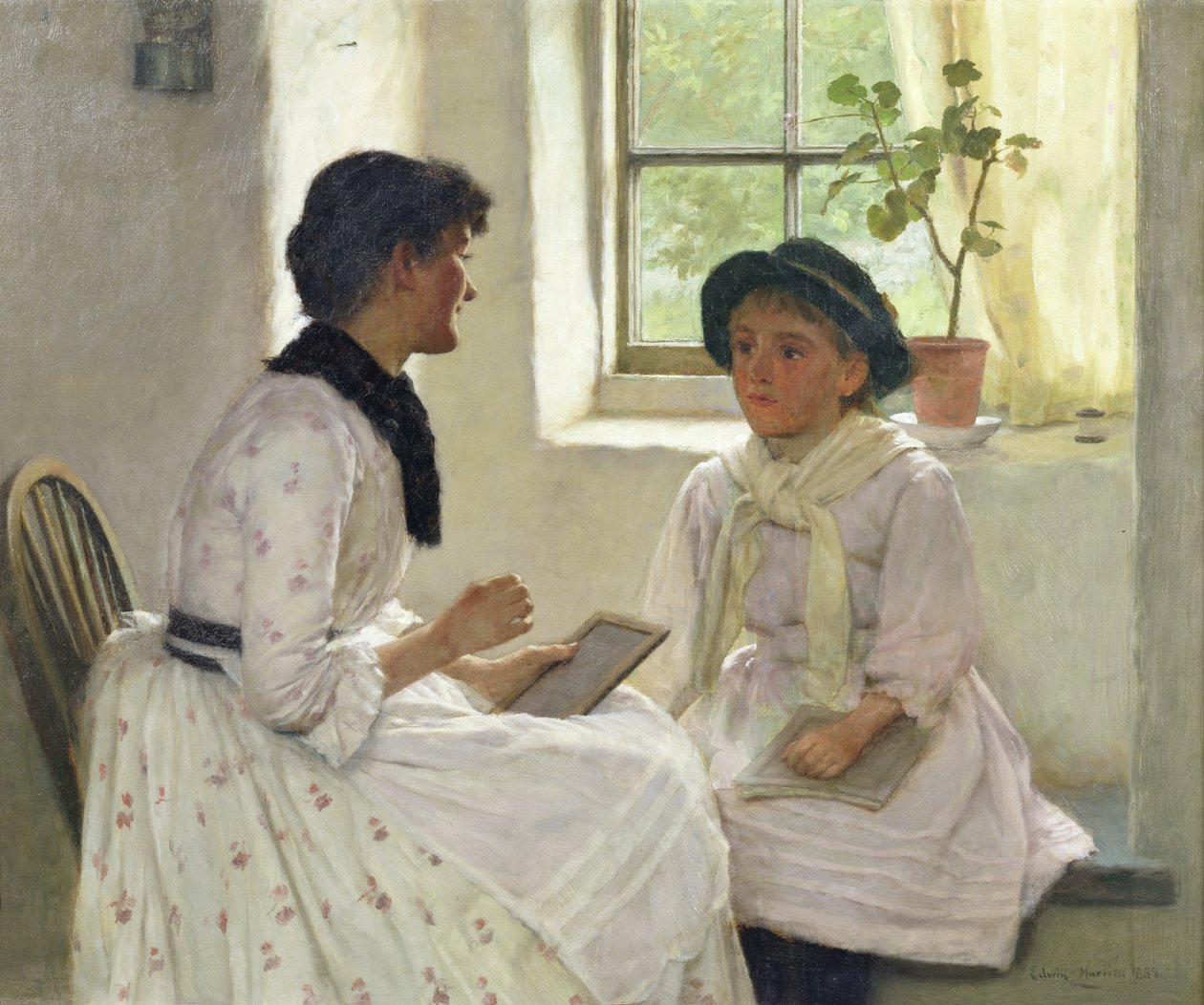Lekcja, 1889 autorstwa Edwin Harris