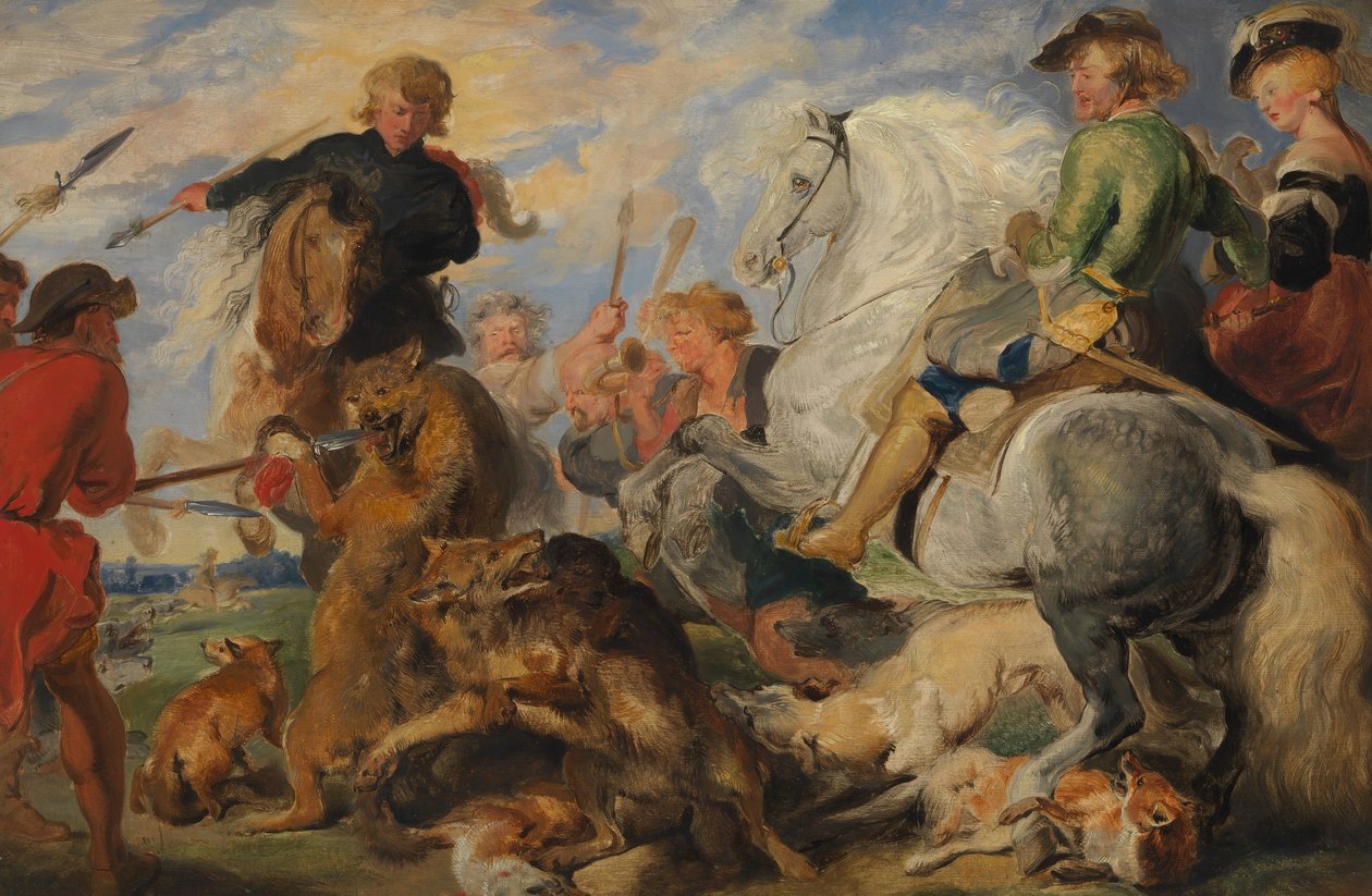 Kopia wg Rubenss Wolf and Fox Hunt, ca. 1824-26. autorstwa Edwin Landseer
