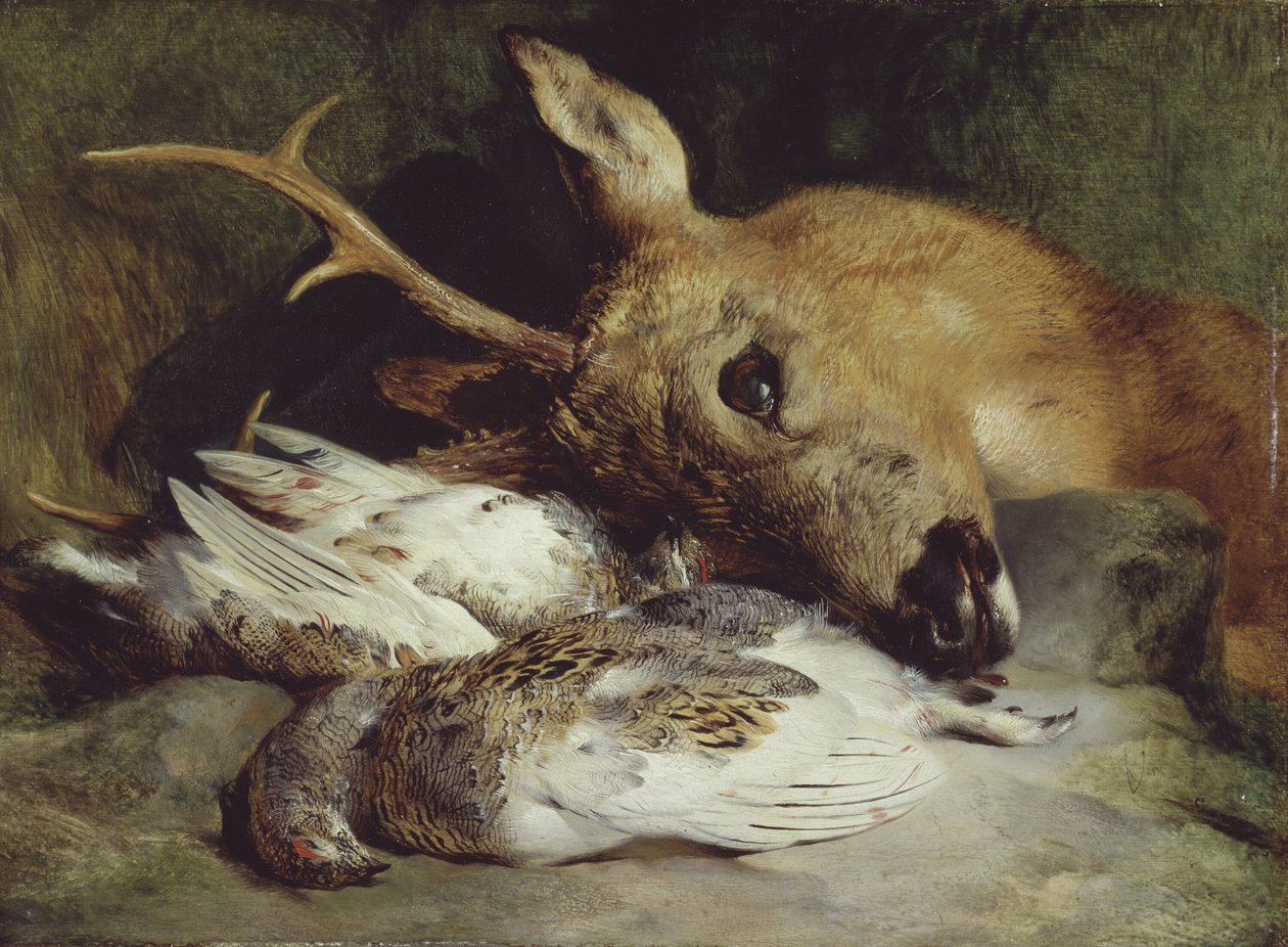 Głowa Roebucka i dwa Ptarmigany autorstwa Edwin Henry Landseer