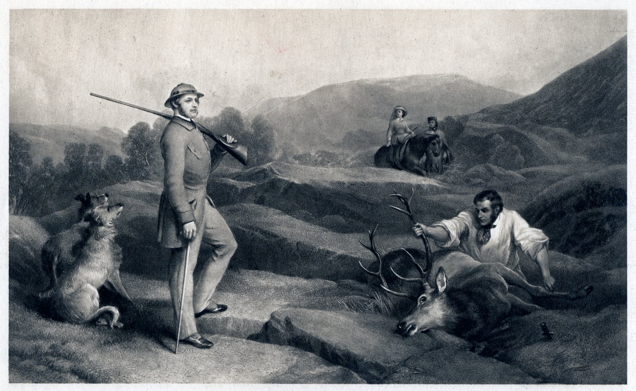 Polowanie na jelenia księcia Alberta, połowa XIX wieku autorstwa Edwin Landseer
