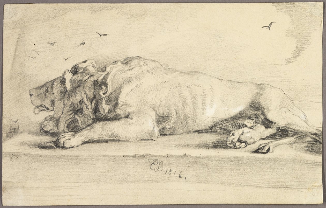 Leżący lew autorstwa Edwin Henry Landseer