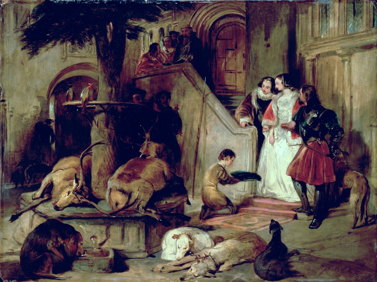 Dziedziniec w dawnych czasach autorstwa Edwin Landseer
