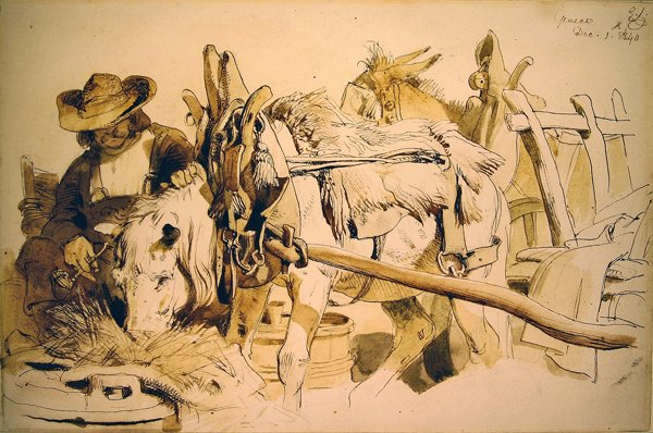 Kucyk i wózek w Genewie autorstwa Edwin Landseer