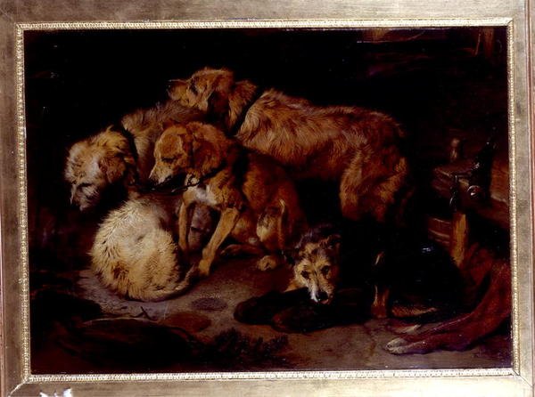 Przyjęcie przy kominku (olej na płótnie) autorstwa Edwin Landseer