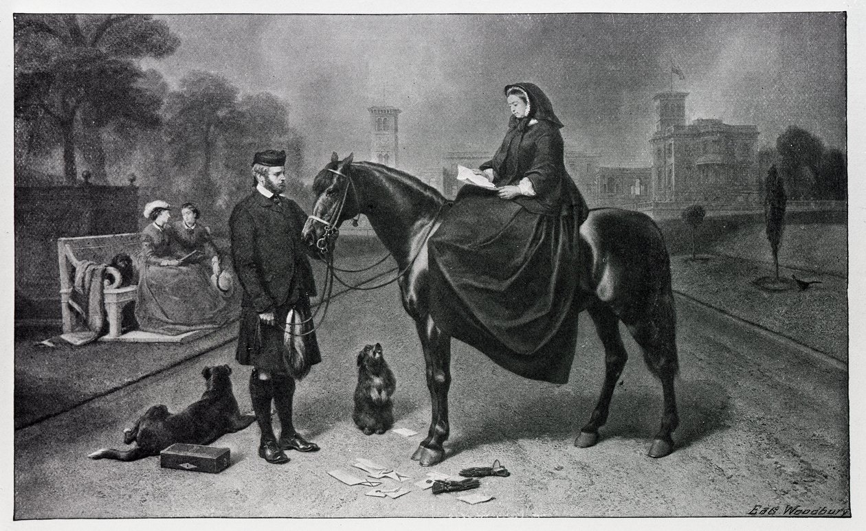 Królowa Wiktoria w Osborne, po obrazie z 1865 autorstwa Edwin Landseer
