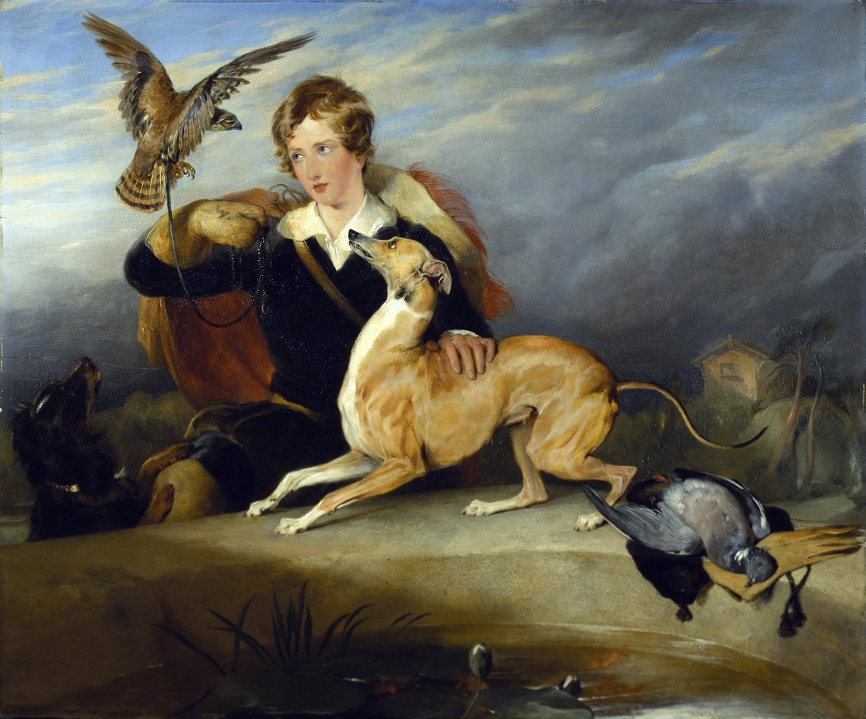 Richard Cavendish z „Spot”, charcikiem włoskim 6. księcia Devonshire, c.1828 (olej na płótnie) autorstwa Edwin Landseer
