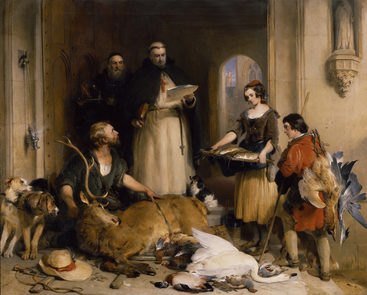 Scena w dawnych czasach w opactwie Bolton, ok. 1834 (olej na płótnie) autorstwa Edwin Landseer