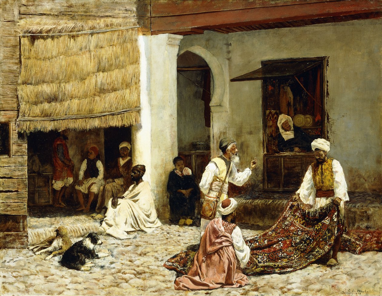 Bazar dywanów w Tangerze autorstwa Edwin Lord Weeks