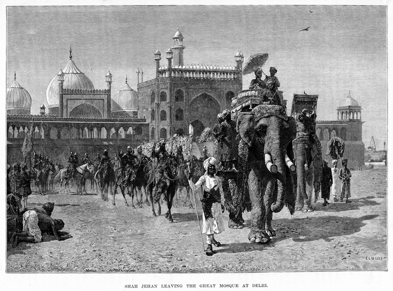 Shah Jehan opuszcza Wielki Meczet w Delhi, ok. XIX w. autorstwa Edwin Lord Weeks