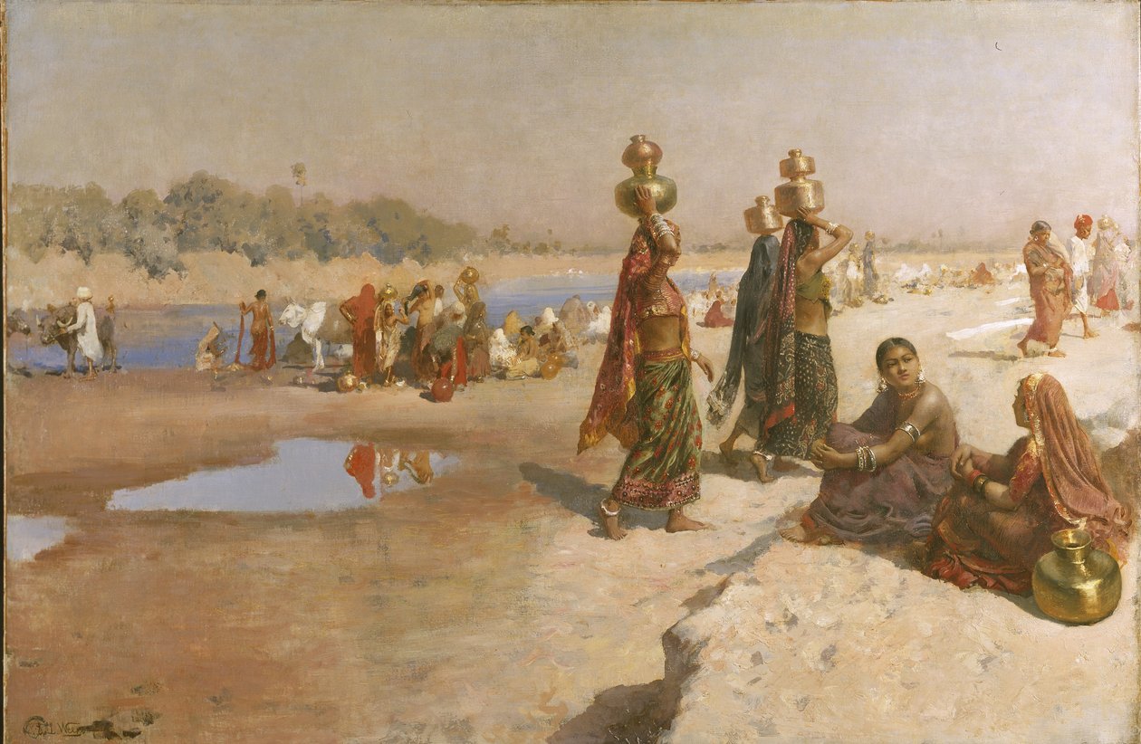 Nosiciele wody Gangesu, ok.1885 (olej na płótnie) autorstwa Edwin Lord Weeks