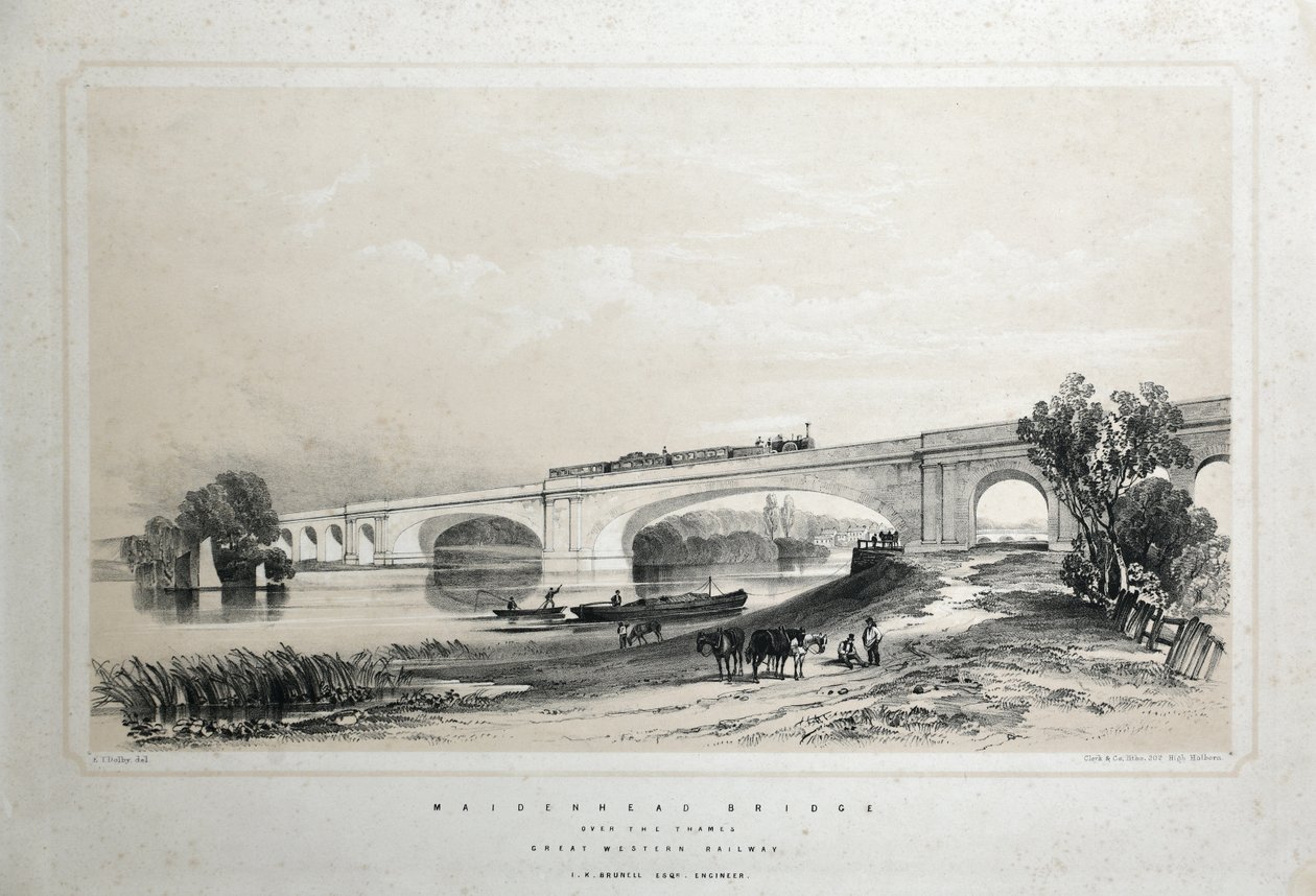 Most Maidenhead nad Tamizą, Great Western Railway autorstwa Edwin Thomas Dolby