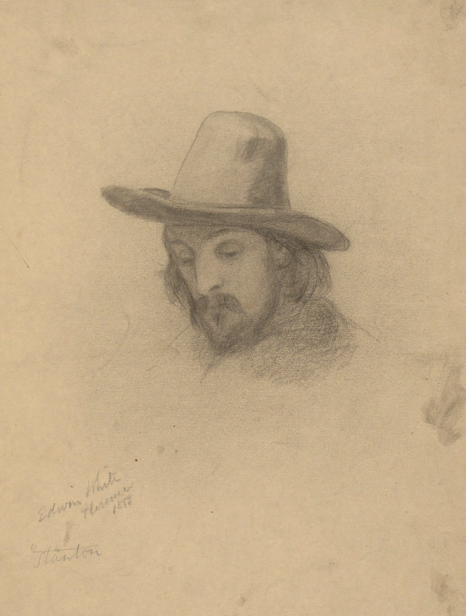 Edward Winslow, szkic do podpisania porozumienia w kabinie Mayflower autorstwa Edwin White