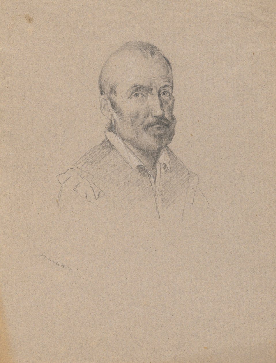 Portret mężczyzny, szkic do podpisania umowy w domku Mayflower autorstwa Edwin White