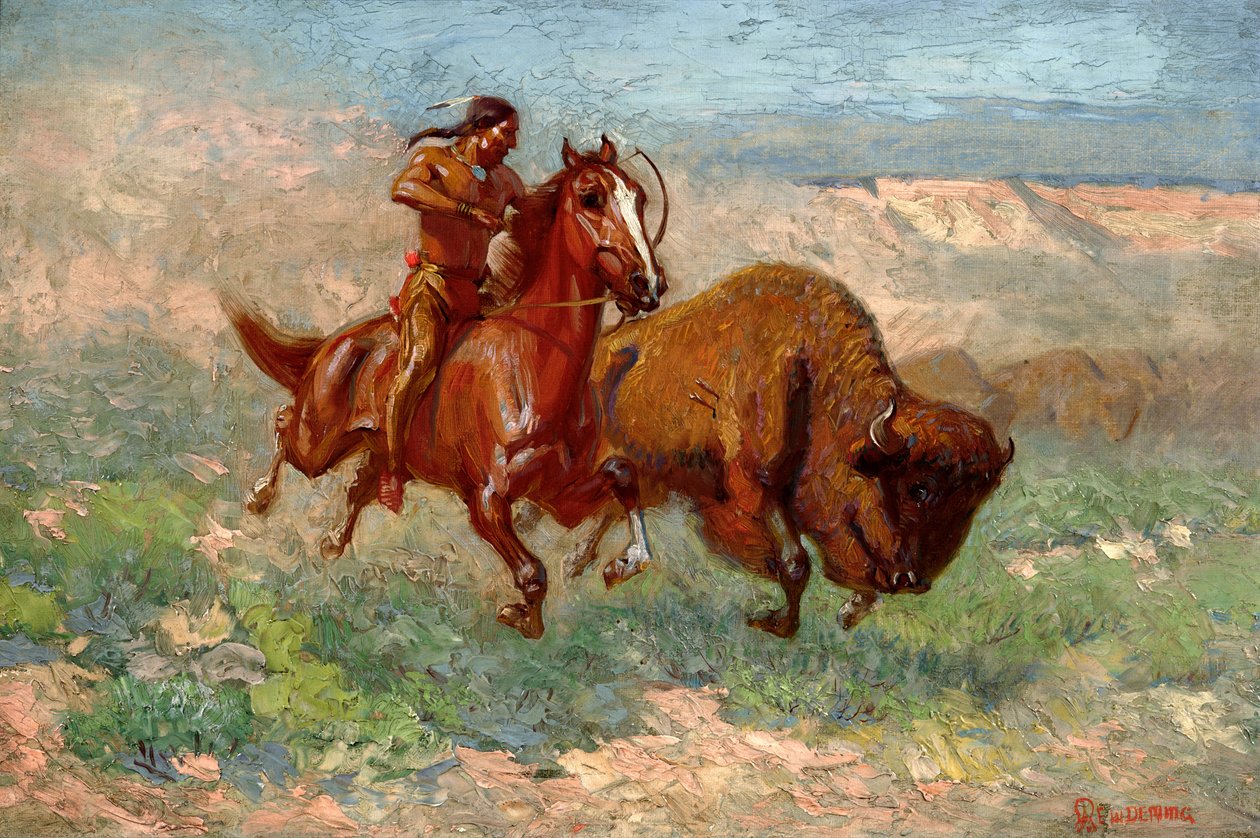 Młody Arapaho (olej na płótnie) autorstwa Edwin Willard Deming