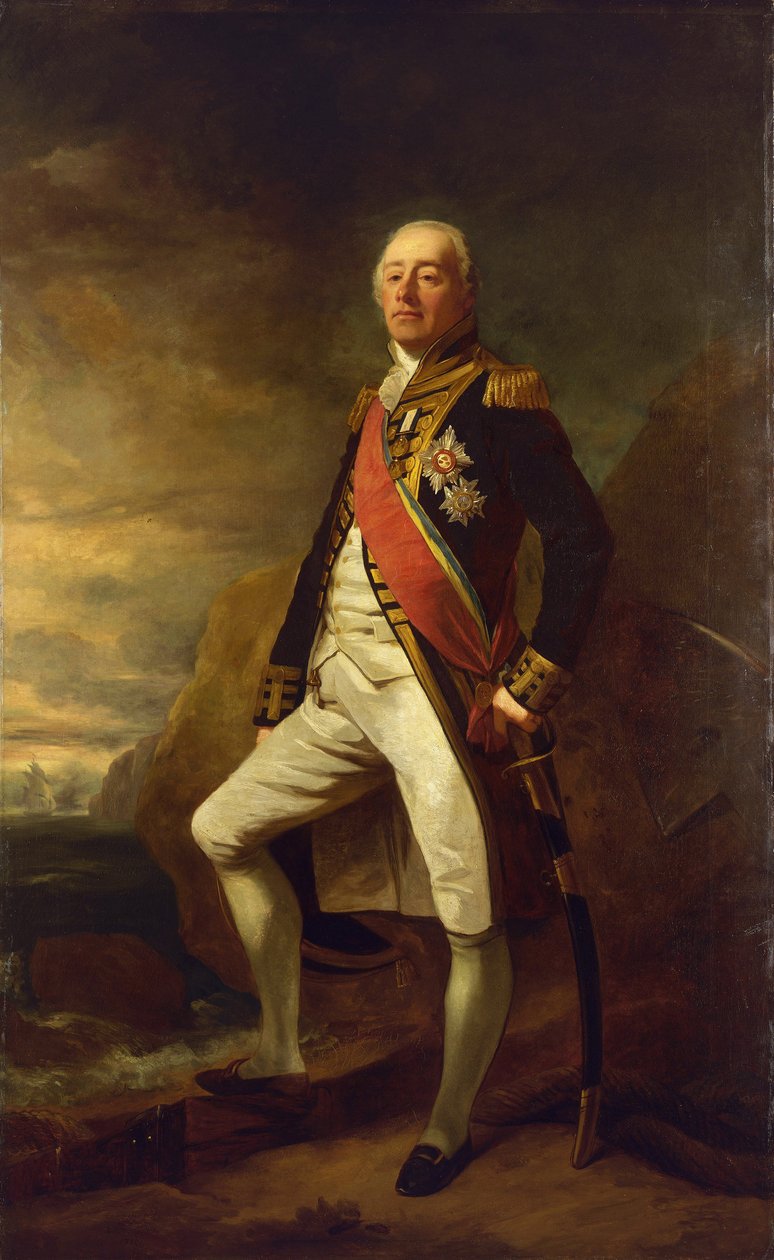 Portret wiceadmirała Jamesa Saumareza (1757-1836), pierwszego barona Saumarez, znanego ze zwycięstwa w bitwie pod Algeciras (w Zatoce Gibraltarskiej) w 1801 r. autorstwa Edwin Williams