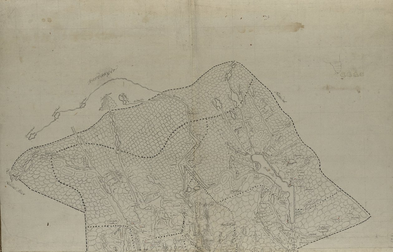 Mapa jest publikowana w znaku ręcznym (ok. 1780) i przedstawia Telemark autorstwa Eenvold Steenbloch