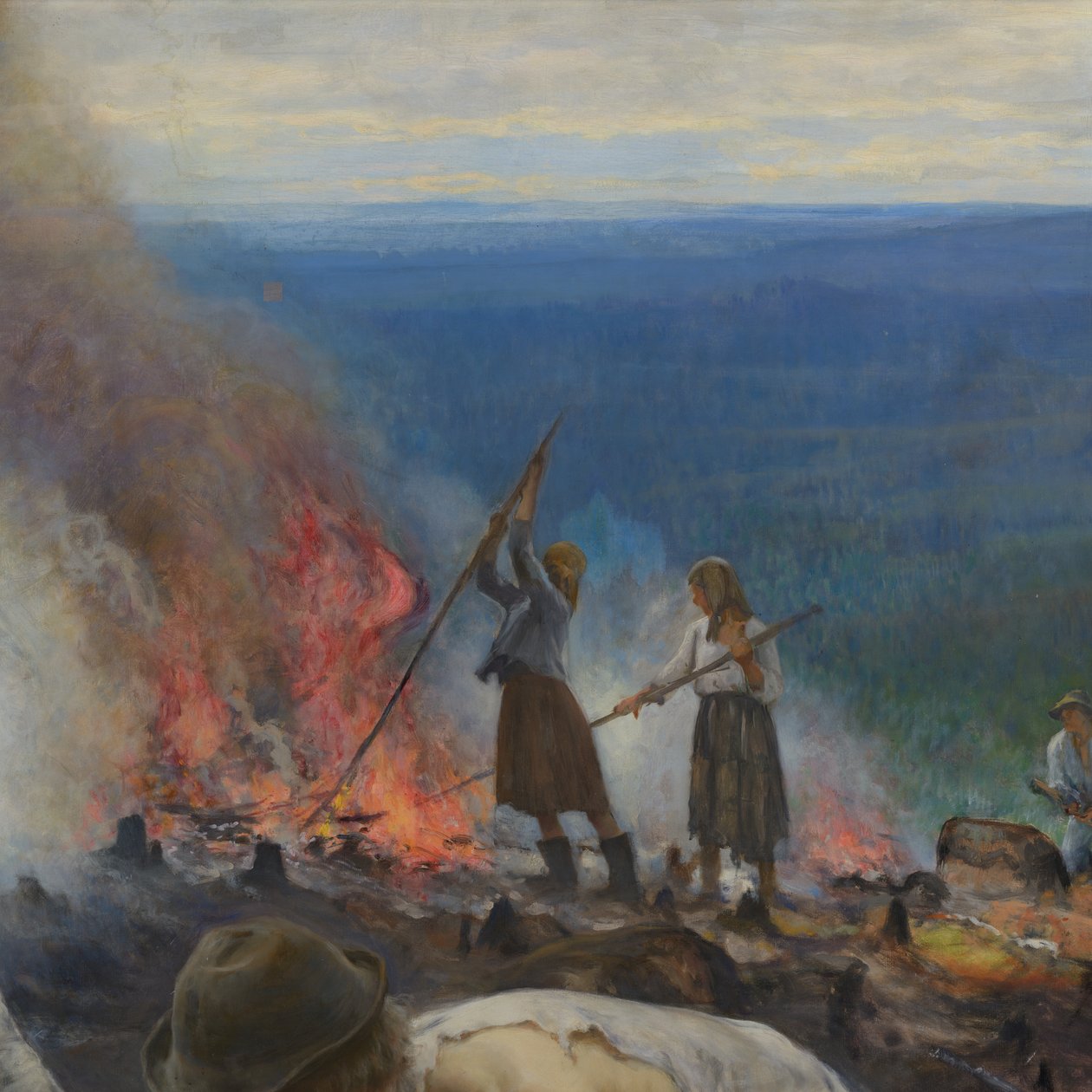 Pod jarzmem (Spalanie chrustu) autorstwa Eero Järnefelt