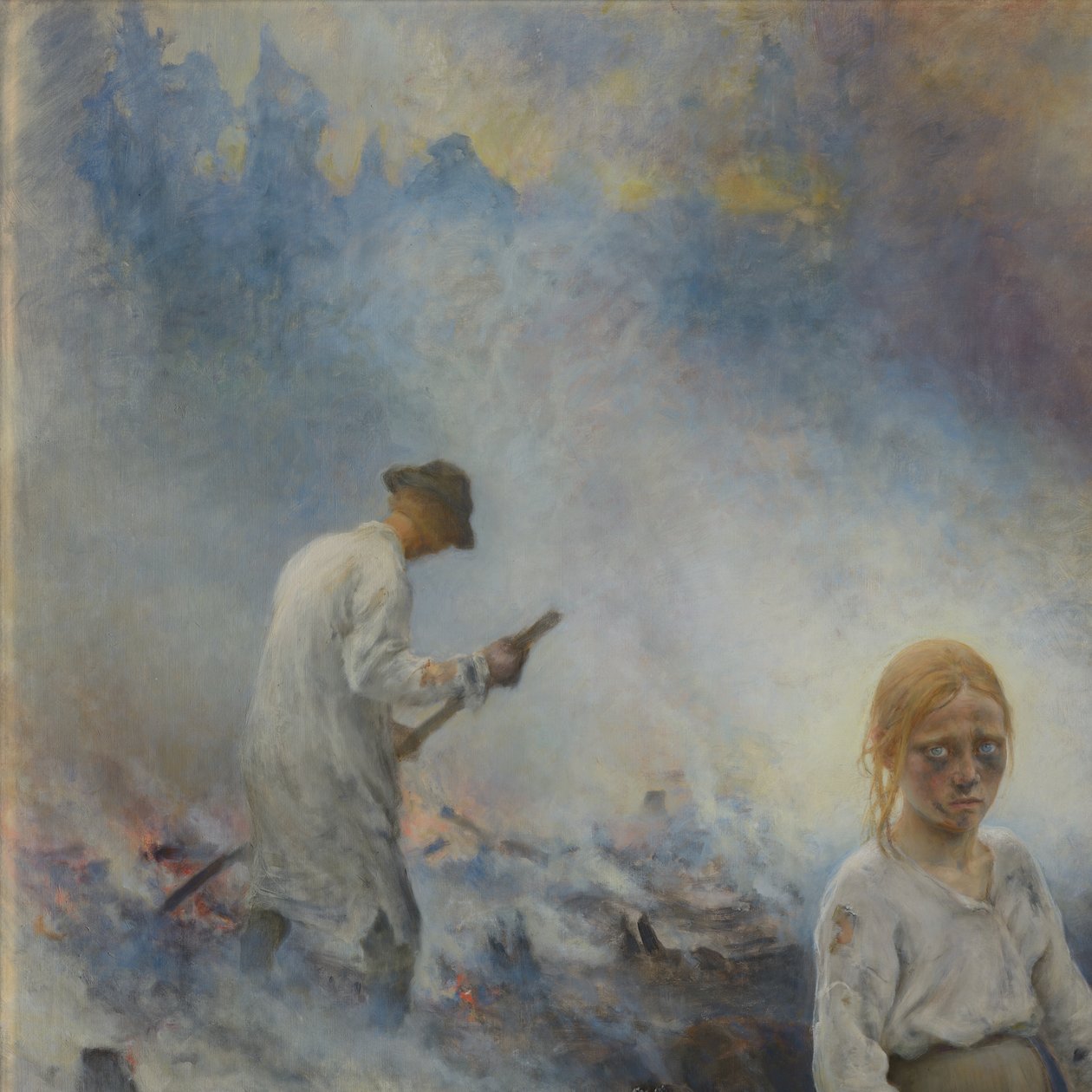 Pod jarzmem (Spalanie chrustu) autorstwa Eero Järnefelt