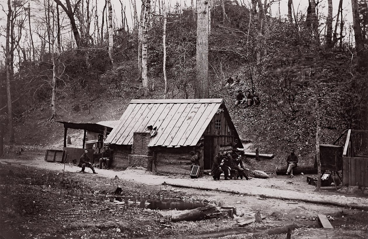 [Stacja Union na rzece James założona w celu wydobycia prochu z Konfederacji..., 1864. autorstwa Egbert Guy Fowx