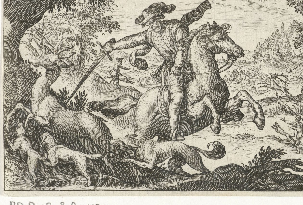 Hertenjacht Jachtscenes (tytuł serii) Ikony Gatunek Venantum Różne Przedstawiciele (seria tytułowa) autorstwa Egbert Jansz.