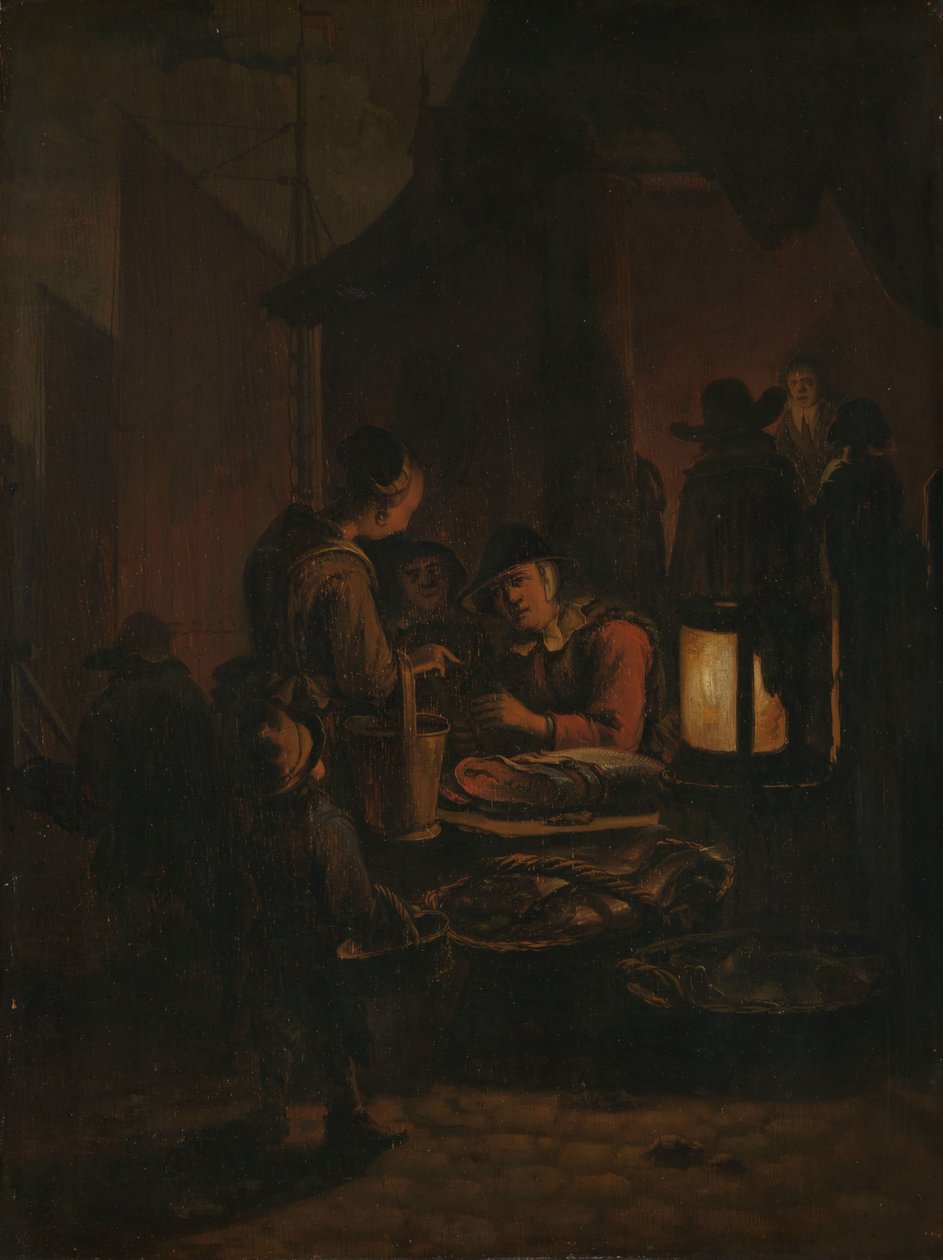 Targ rybny w nocy? autorstwa Egbert Lievensz. van der Poel