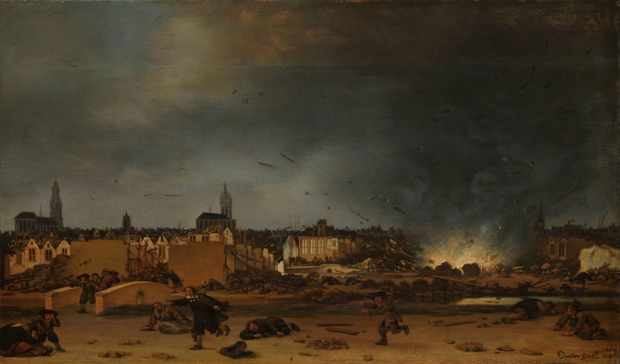 Wybuch prochowni w Delft, 12 października 1654 r. autorstwa Egbert Lievensz. van der Poel
