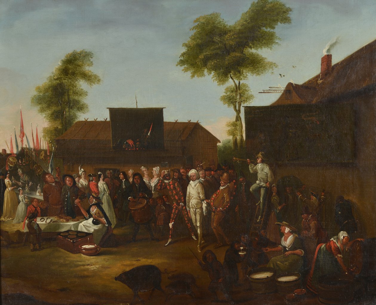 Karnawał wiejski z figurami Komedii dellArte autorstwa Egbert van the Elder Heemskerck