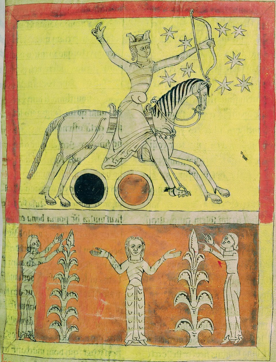 Biały Rycerz na białym koniu wyrusza do walki z szatanem. miniatura z komentarza „Lorvão Beatus” do Apokalipsy św. Jana, 1189 autorstwa Egeas