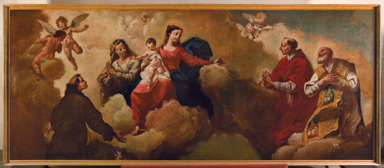 Madonna z Dzieciątkiem ze św. Anną ukazującą się św. Antoniego i Karola Boromeusza, 1748 autorstwa Egidio dall