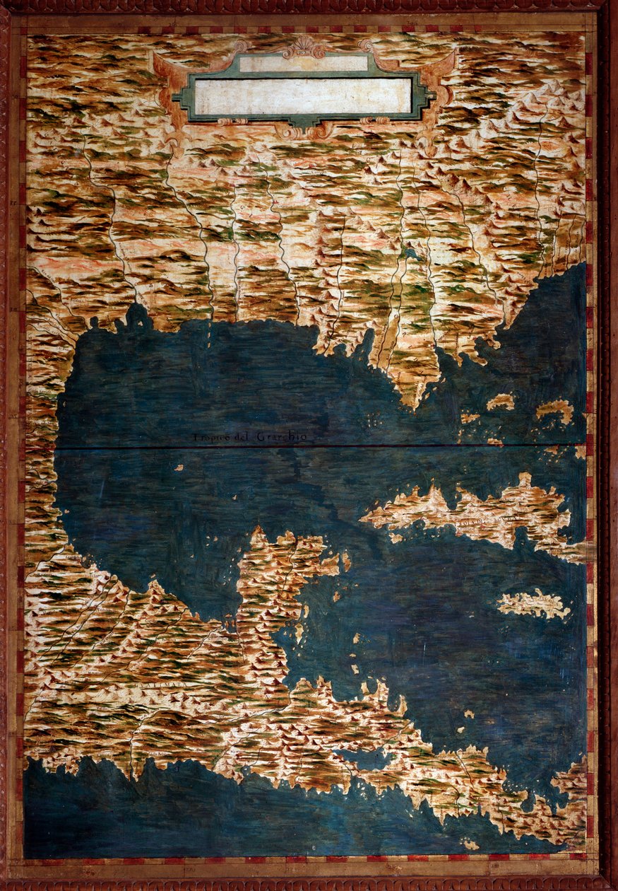Meksyk, Kuba, Floryda i Jamajka Mapa wykonana przez Egnazio Danti (1536-1586) matematyka, kosmografa i architekta włoskiego. Około 1567 roku. Florencja, Palazzo Vecchio, Sala del Mappamondo autorstwa Egnazio Danti