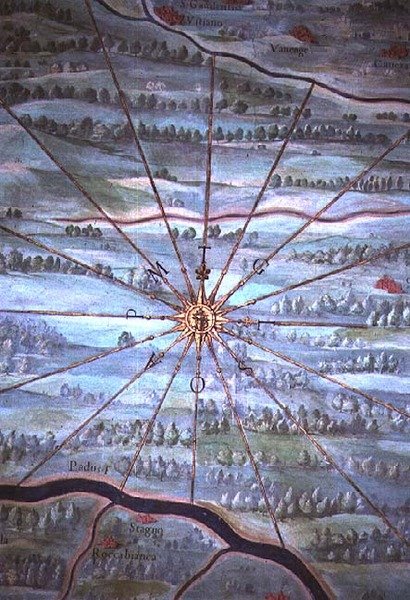 Promienie słońca, fragment z „Galerii Map Geograficznych” autorstwa Egnazio Danti