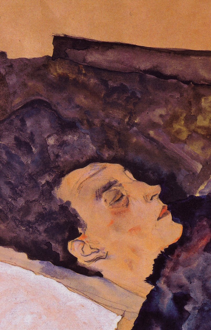 Śpiąca matka artysty autorstwa Egon Schiele