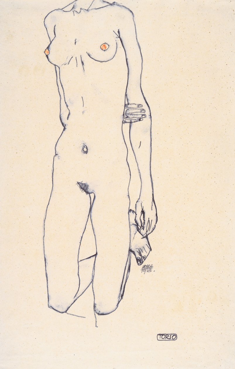 Tułów klęczącej dziewczyny autorstwa Egon Schiele