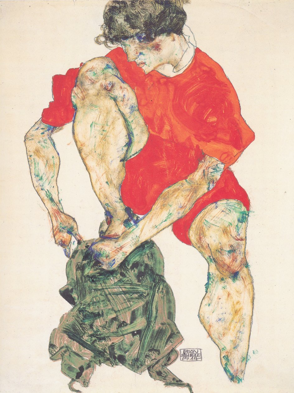 Modelka w czerwonej szacie autorstwa Egon Schiele