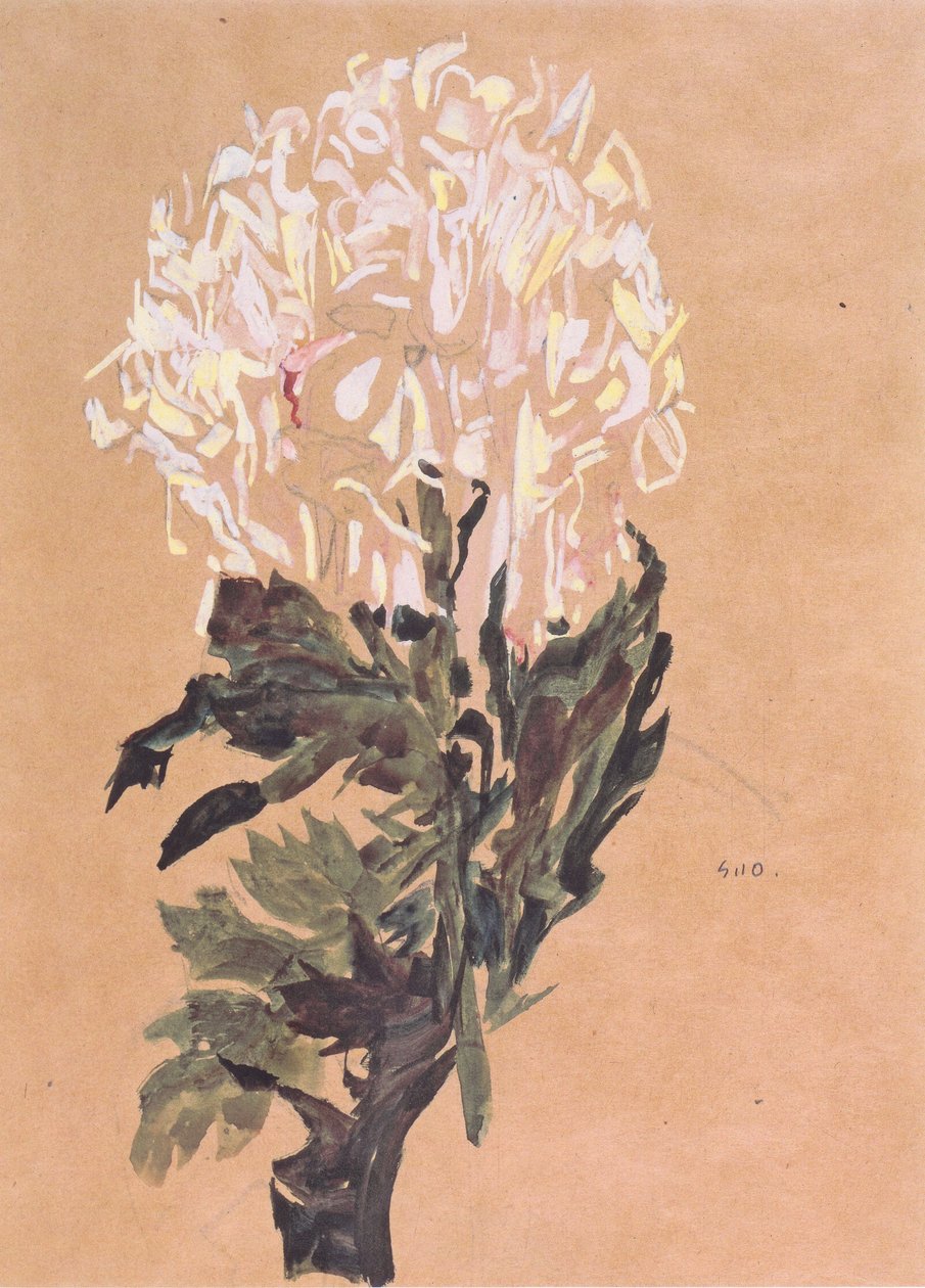 Biała chryzantema autorstwa Egon Schiele