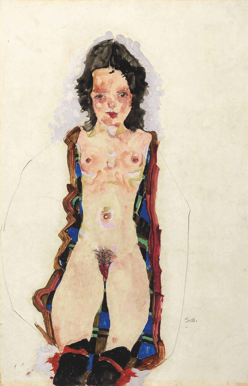 Nude z czerwonymi podwiązkami autorstwa Egon Schiele