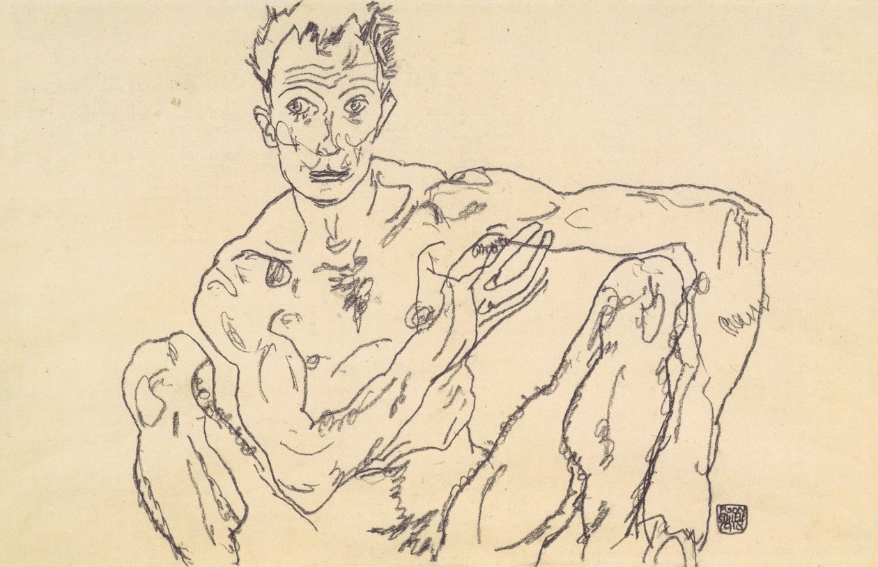 Aktselbstbildnis autorstwa Egon Schiele