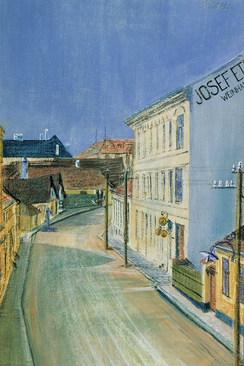 Albrechtstrasse w Klosterneuburgu (media mieszane na papierze) autorstwa Egon Schiele