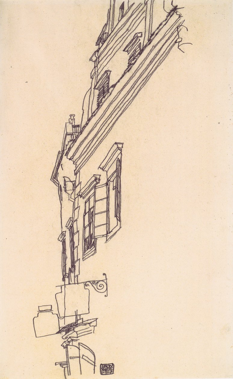 Stare domy dwuspadowe w Czeskim Krumlov autorstwa Egon Schiele