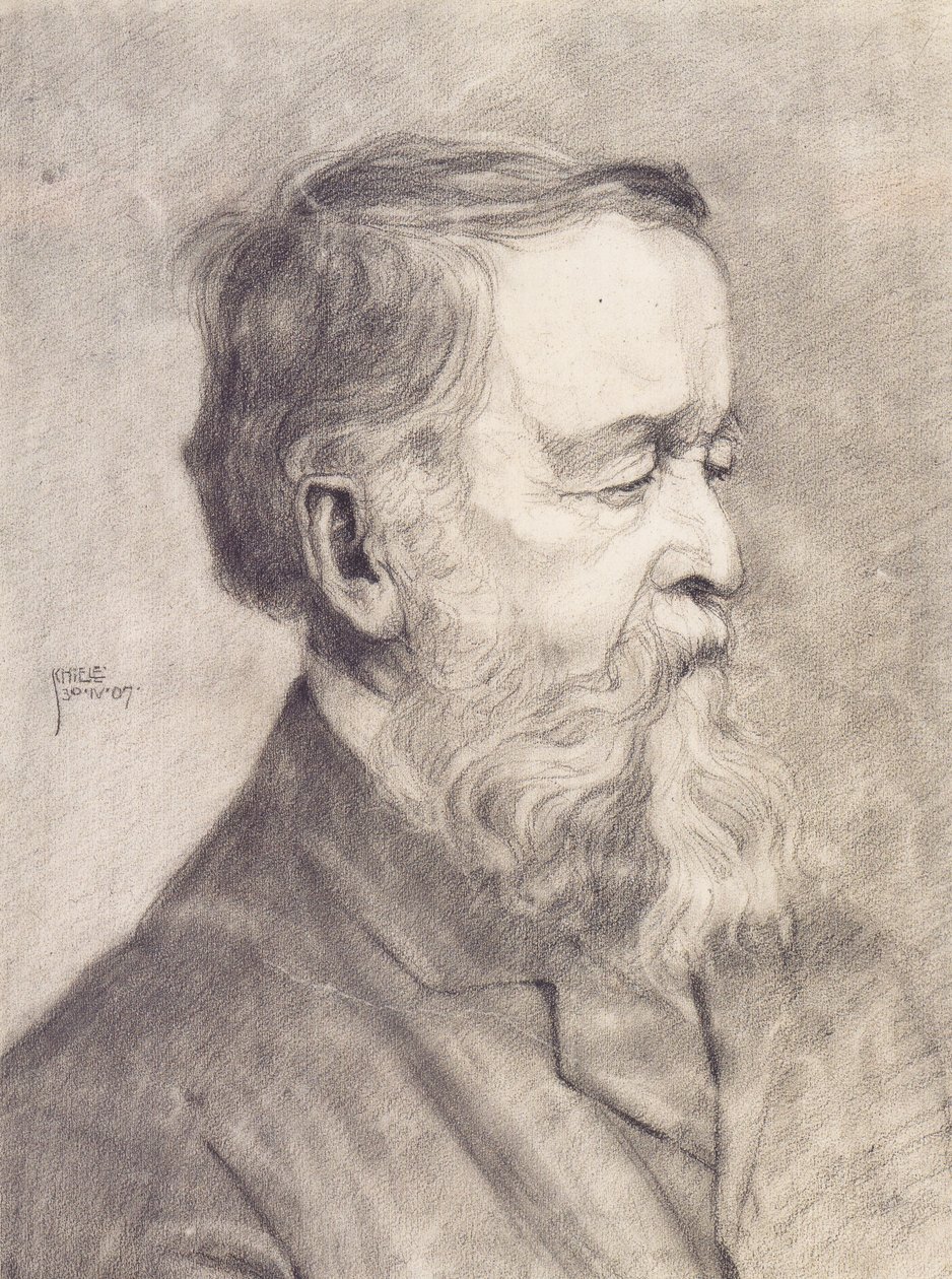 Pół portret brodatego mężczyzny autorstwa Egon Schiele