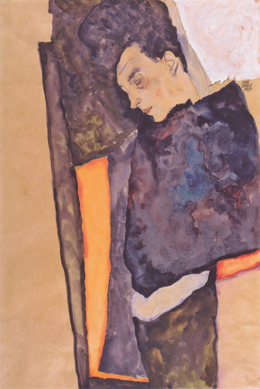 Śpiąca matka artysty autorstwa Egon Schiele