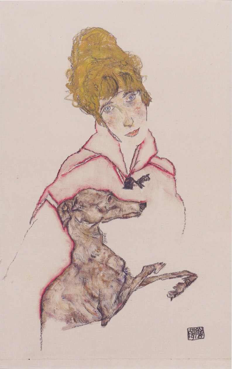 Edith Schiele z chartem autorstwa Egon Schiele
